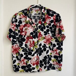 VTG Maggie Sweet Tops Womens Plus Size 3X Red Black Art To Wear Beach Summer USA